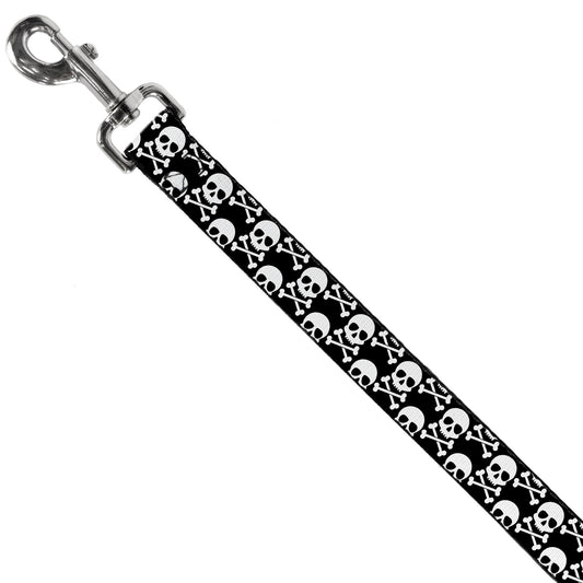 Dog Leash - Skull & Cross Bones Staggered Black/White