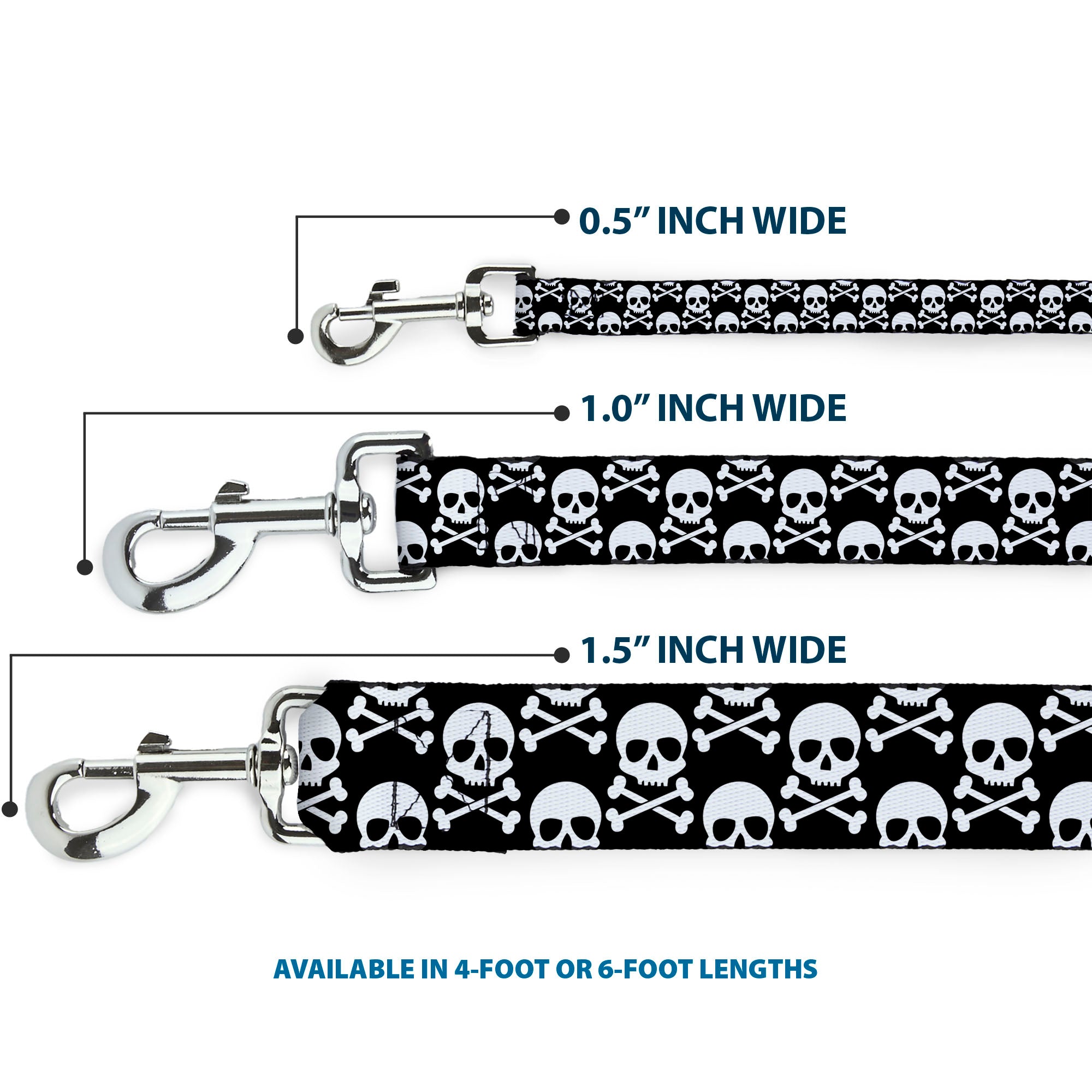Dog Leash - Skull & Cross Bones Staggered Black/White