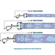 Dog Leash - Cloudy Starry Sky Lavender Blue Yellow