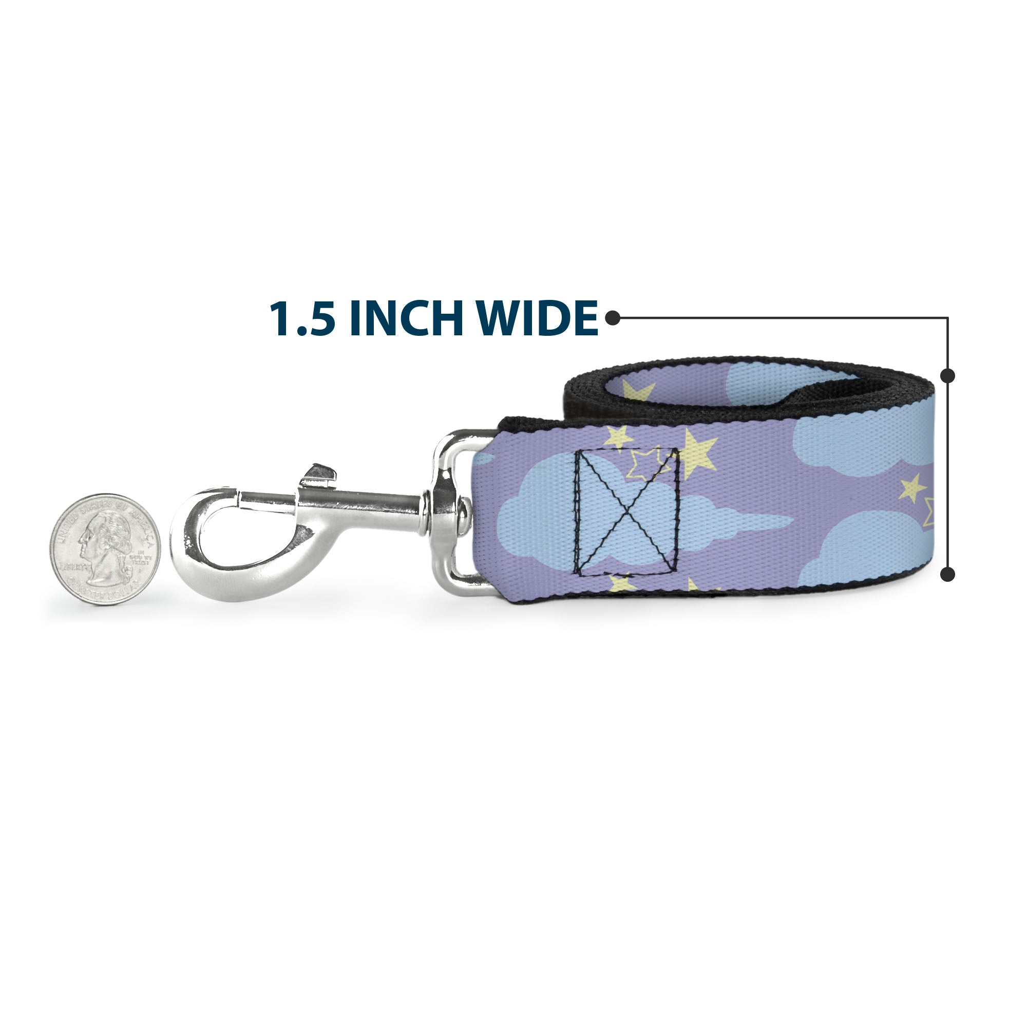 Dog Leash - Cloudy Starry Sky Lavender Blue Yellow