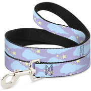 Dog Leash - Cloudy Starry Sky Lavender Blue Yellow