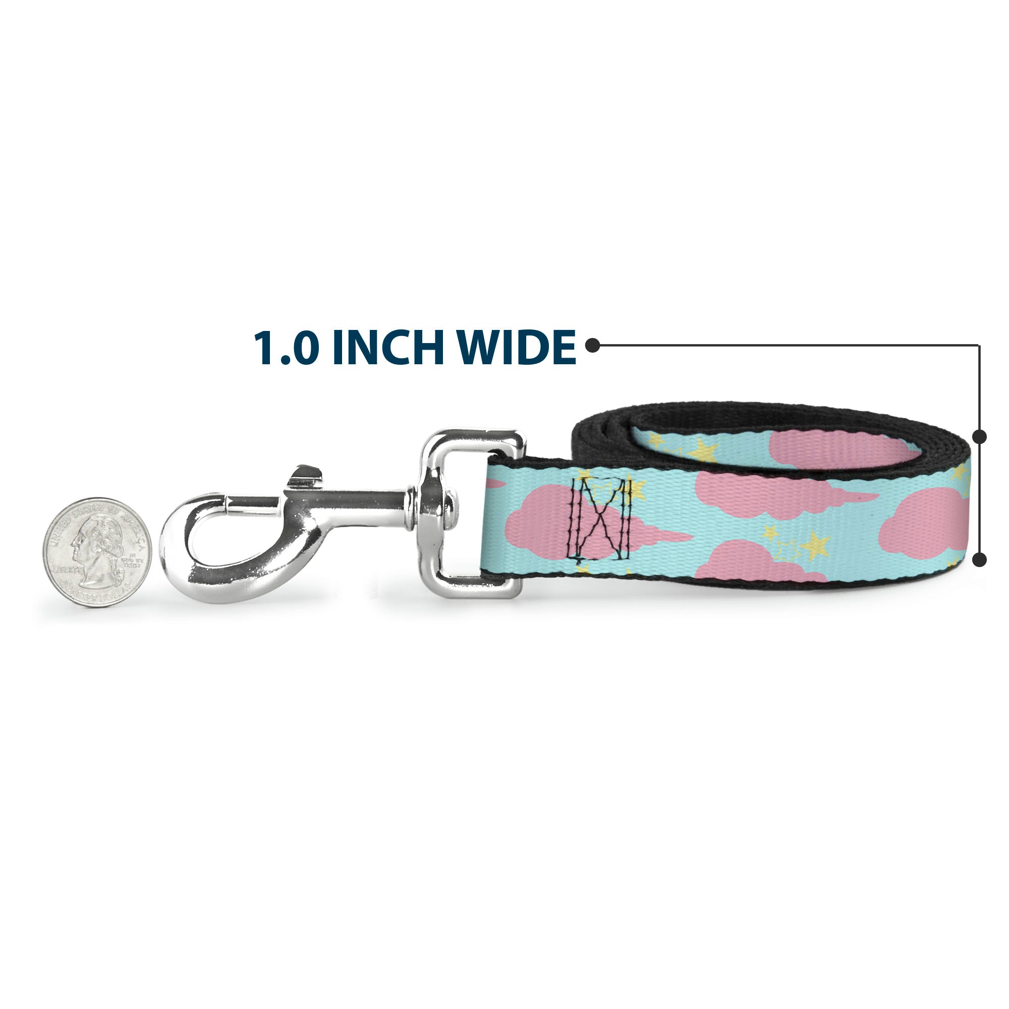 Dog Leash - Cloudy/Starry Sky Aqua/Pink/Yellow