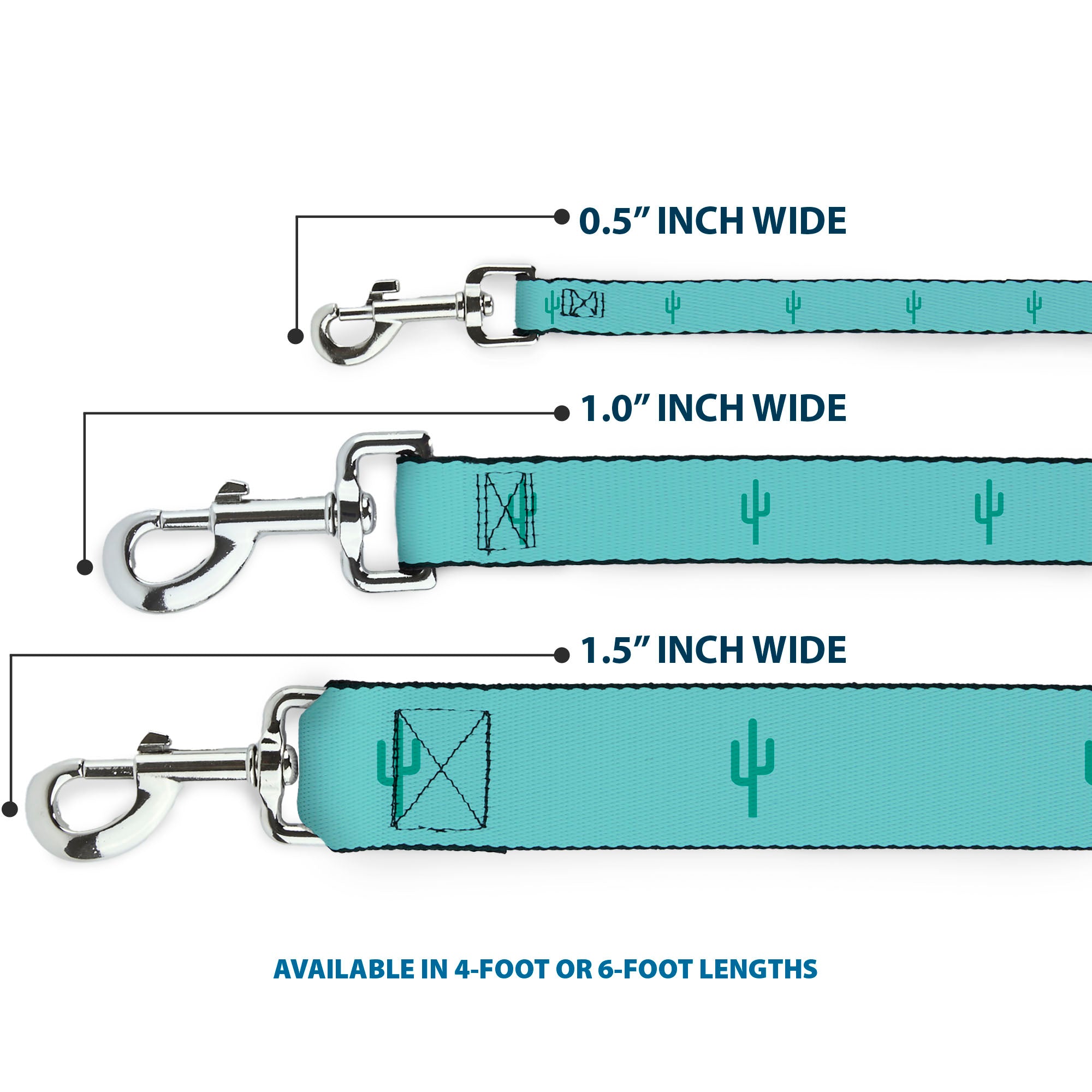 Dog Leash - Cacti1 Aqua Blues