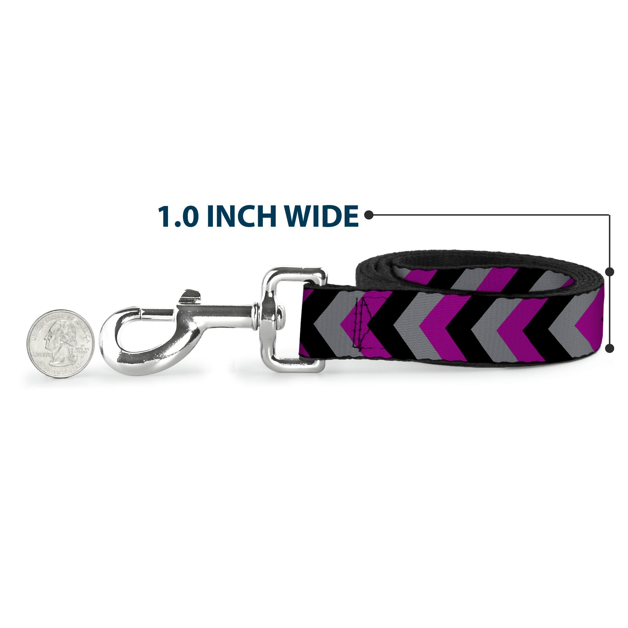 Dog Leash - Chevron Purple/Black/Gray