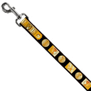 Dog Leash - CHAMPION Belt/Icons Black/Golds