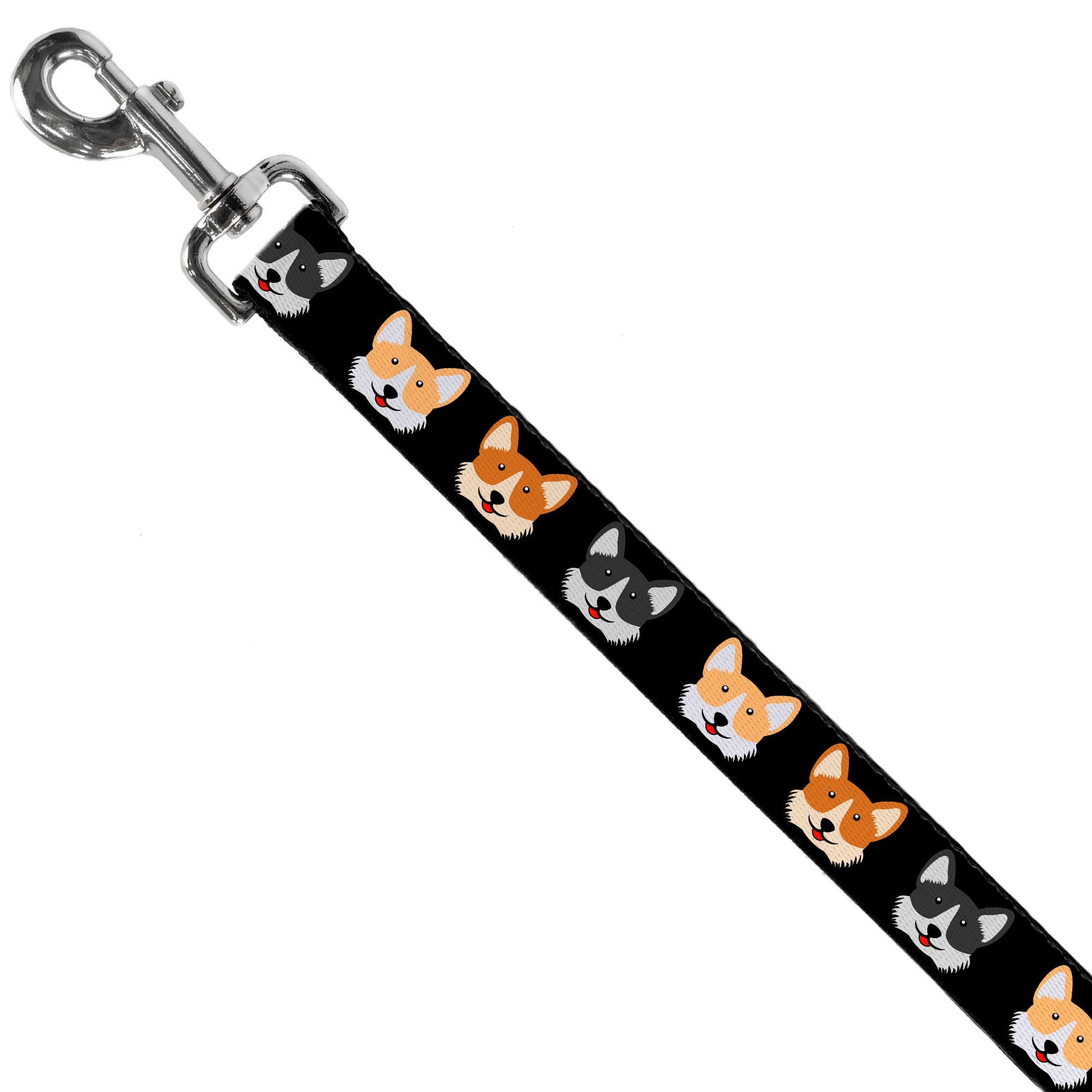 Dog Leash - Corgi 3-Faces Black