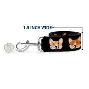 Dog Leash - Corgi 3-Faces Black