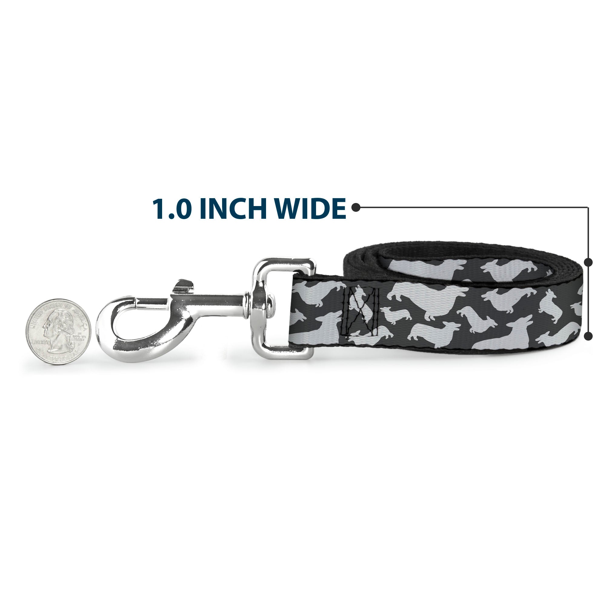 Dog Leash - Corgi Silhouette Poses Grays