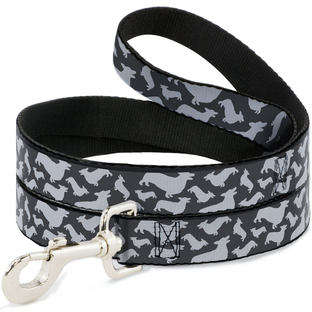 Dog Leash - Corgi Silhouette Poses Grays