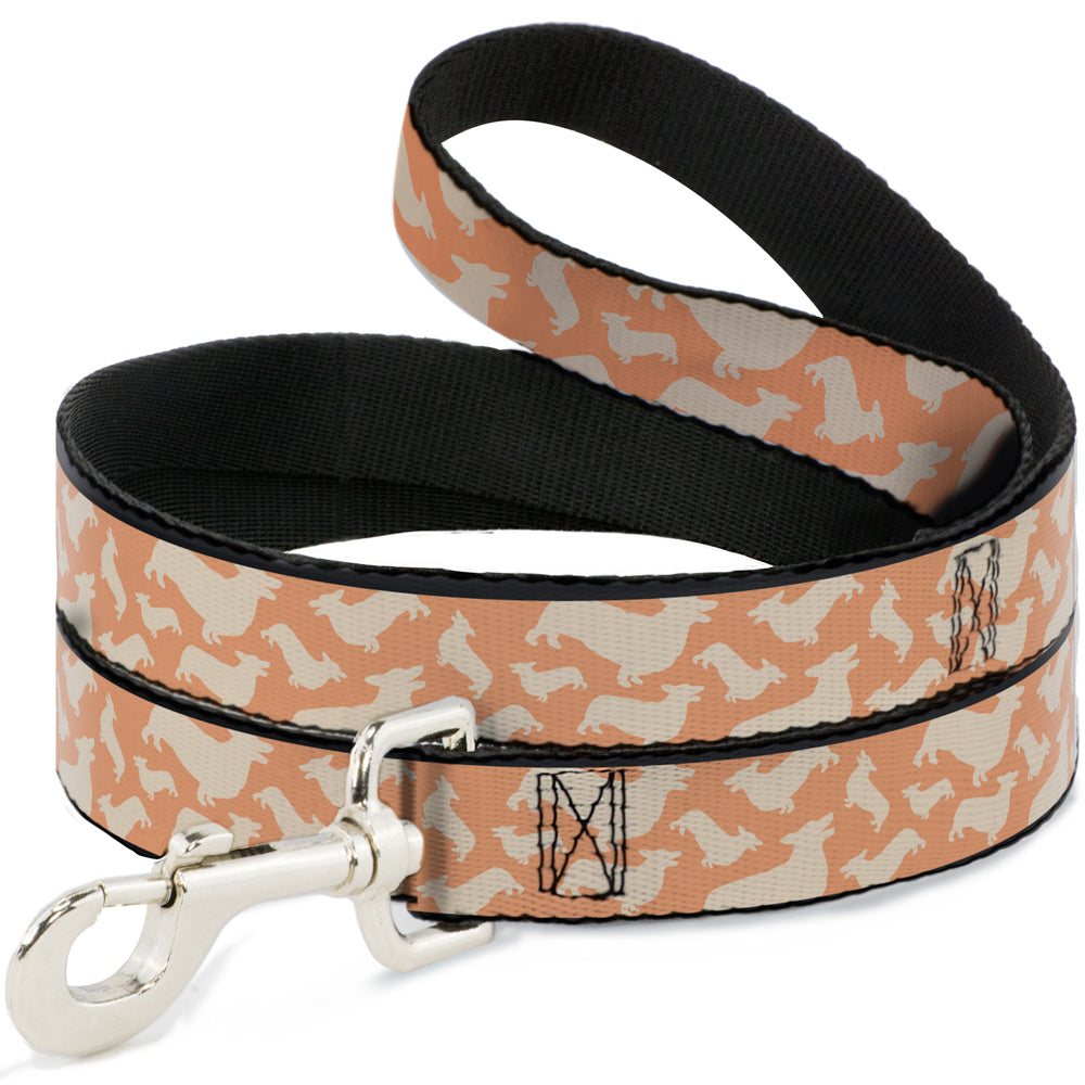 Dog Leash - Corgi Silhouette Poses Golden Tan