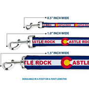 Dog Leash - Colorado CASTLE ROCK Flag Blue/White/Red/Yellows