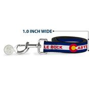 Dog Leash - Colorado CASTLE ROCK Flag Blue/White/Red/Yellows
