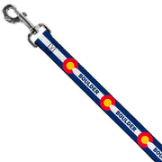 Dog Leash - Colorado BOULDER Flag Blue/White/Red/Yellow
