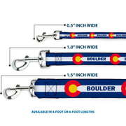 Dog Leash - Colorado BOULDER Flag Blue/White/Red/Yellow