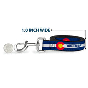 Dog Leash - Colorado BOULDER Flag Blue/White/Red/Yellow