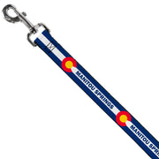 Dog Leash - Colorado MANITOU SPRINGS Flag Blue/White/Red/Yellow