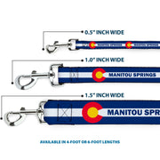 Dog Leash - Colorado MANITOU SPRINGS Flag Blue/White/Red/Yellow