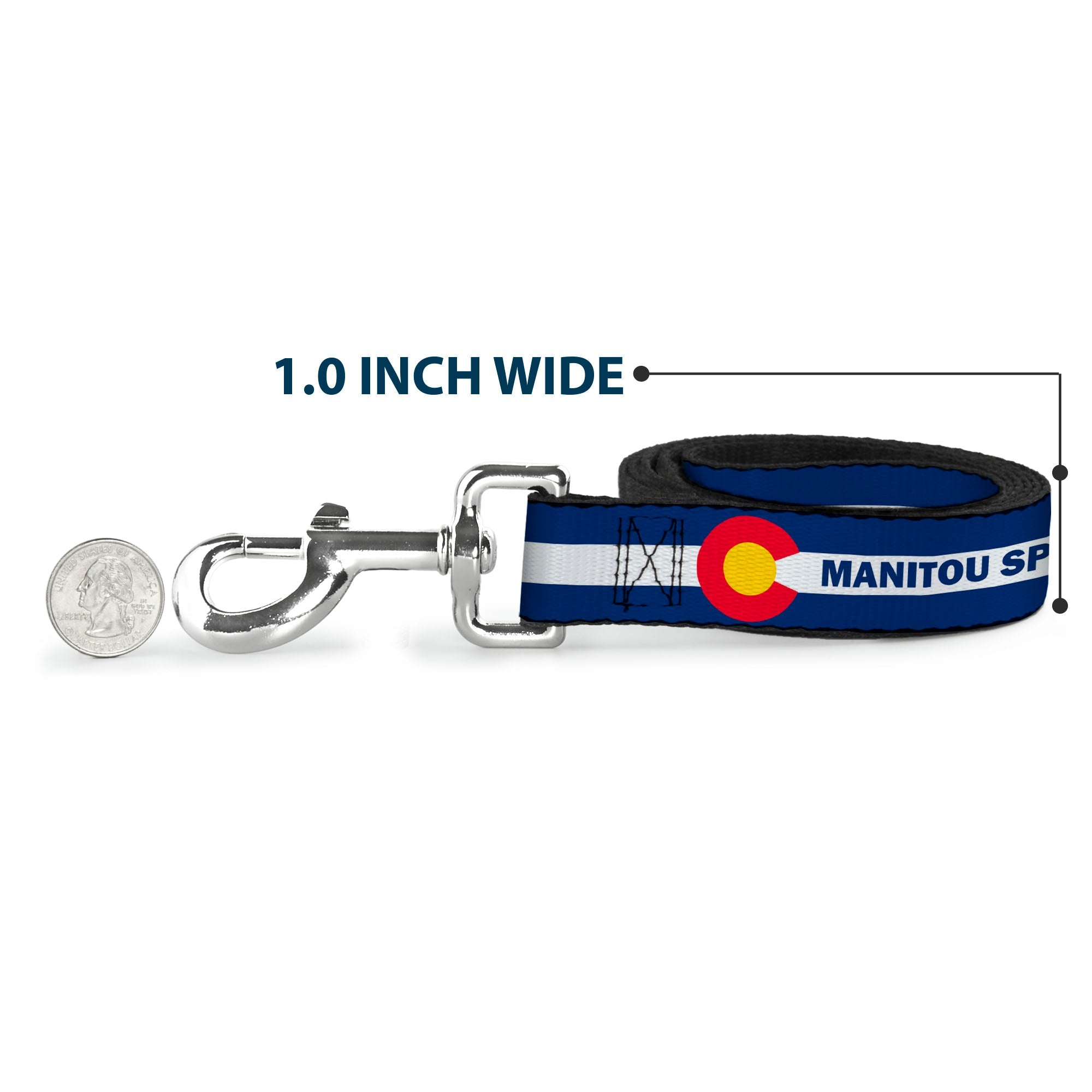 Dog Leash - Colorado MANITOU SPRINGS Flag Blue/White/Red/Yellow