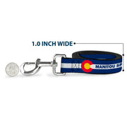 Dog Leash - Colorado MANITOU SPRINGS Flag Blue/White/Red/Yellow