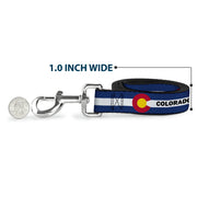 Dog Leash - COLORADO Text Flag Blue/White/Red/Yellow