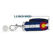Dog Leash - COLORADO Text Flag Blue/White/Red/Yellow
