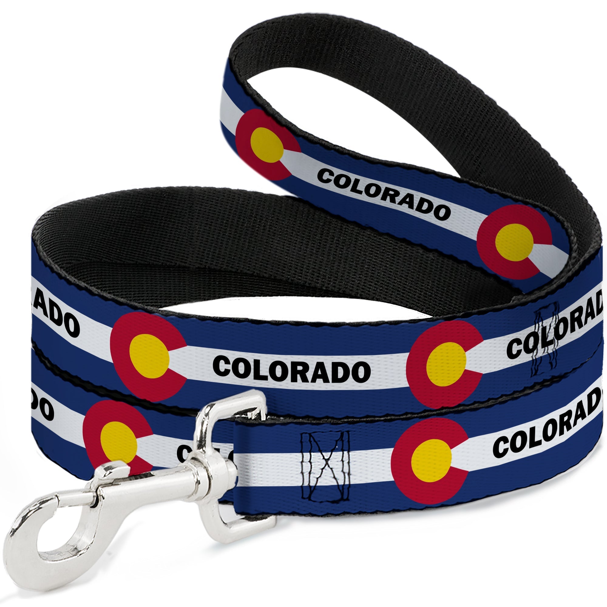 Dog Leash - COLORADO Text Flag Blue/White/Red/Yellow