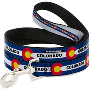 Dog Leash - COLORADO Text Flag Blue/White/Red/Yellow