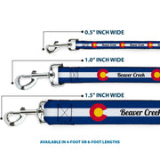 Dog Leash - Colorado BEAVER CREEK Flag Blue/White/Red/Yellow