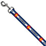Dog Leash - Colorado STEAMBOAT Flag Blue/White/Red/Yellow