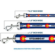 Dog Leash - Colorado STEAMBOAT Flag Blue/White/Red/Yellow