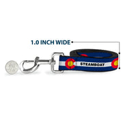 Dog Leash - Colorado STEAMBOAT Flag Blue/White/Red/Yellow