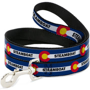 Dog Leash - Colorado STEAMBOAT Flag Blue/White/Red/Yellow