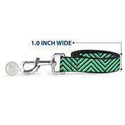 Dog Leash - Chevron  Stripe White/Neon Green/Navy