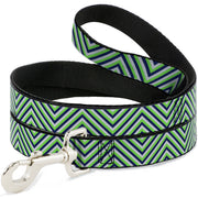 Dog Leash - Chevron  Stripe White/Neon Green/Navy