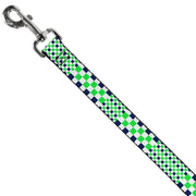Dog Leash - Checker Blocks White/Navy/Neon Green