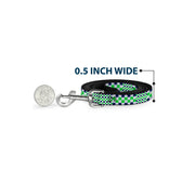 Dog Leash - Checker Blocks White/Navy/Neon Green