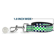 Dog Leash - Checker Blocks White/Navy/Neon Green