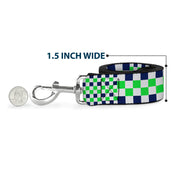 Dog Leash - Checker Blocks White/Navy/Neon Green