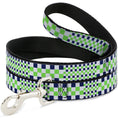 Load image into Gallery viewer, Dog Leash - Checker Blocks White/Navy/Neon Green
