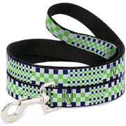 Dog Leash - Checker Blocks White/Navy/Neon Green