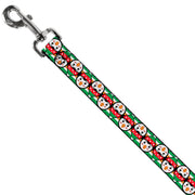 Dog Leash - Christmas Penguin Flip/Stripe Green/White/Orange/Black