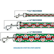Dog Leash - Christmas Penguin Flip/Stripe Green/White/Orange/Black