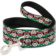 Dog Leash - Christmas Penguin Flip/Stripe Green/White/Orange/Black