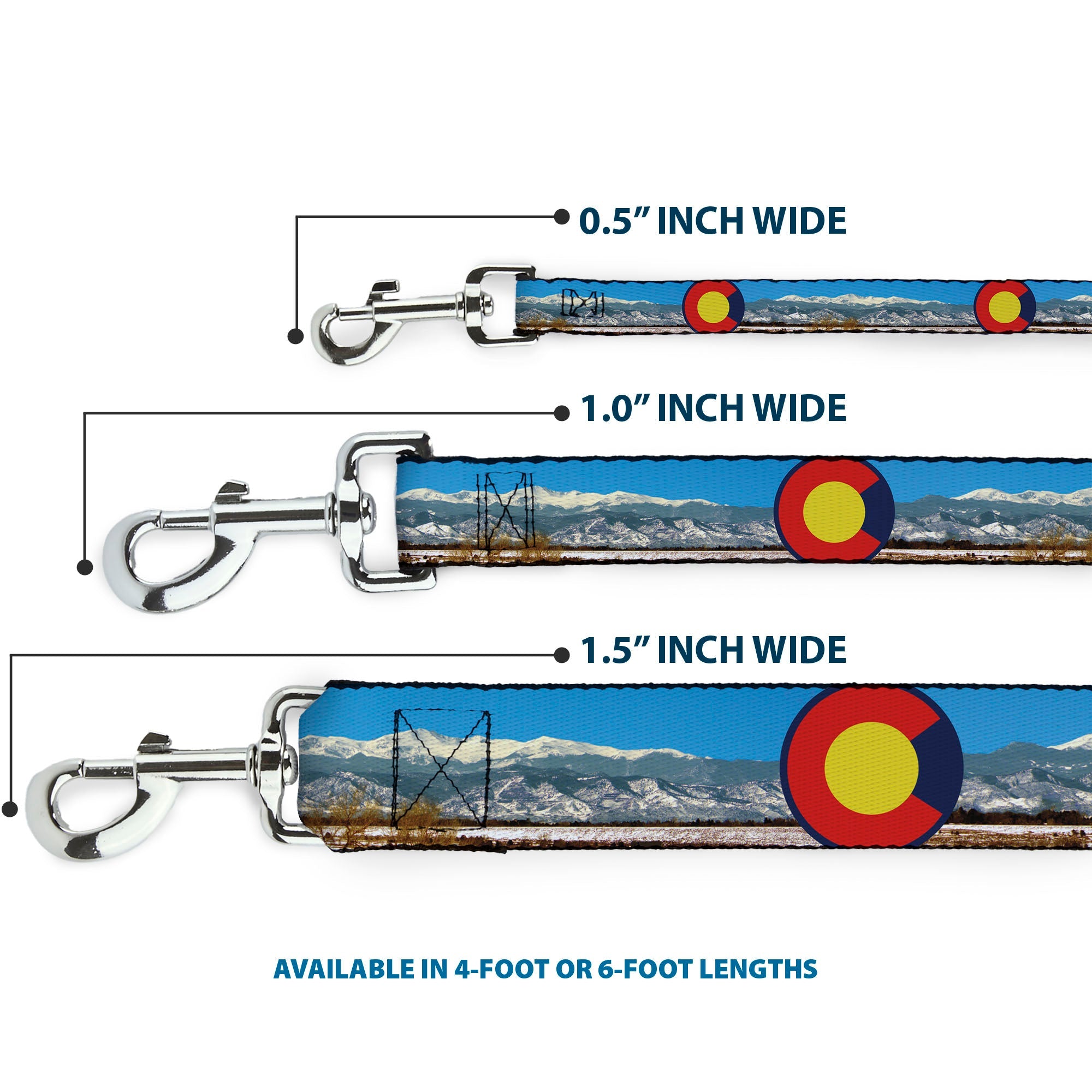Dog Leash - Colorado Mount Evans Vivid Landscape/Colorado Flag Icon