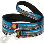 Dog Leash - Colorado Mount Evans Vivid Landscape/Colorado Flag Icon