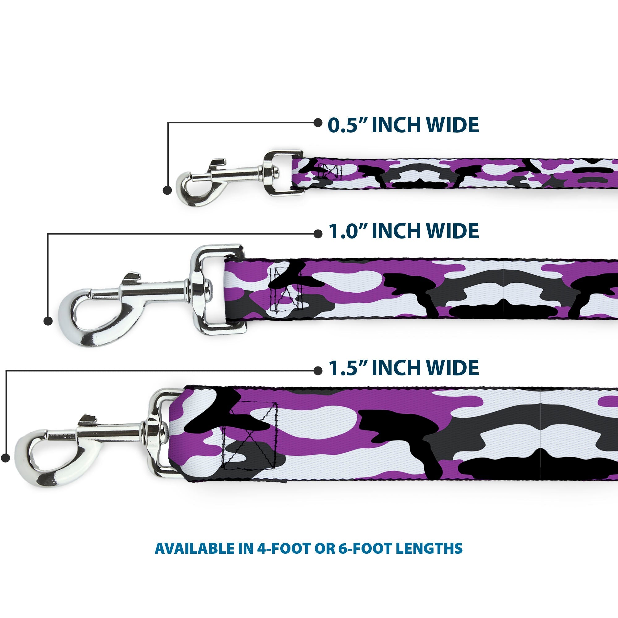 Dog Leash - Camo Purple/Black/Gray/White