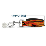 Dog Leash - Camo Oranges/Black