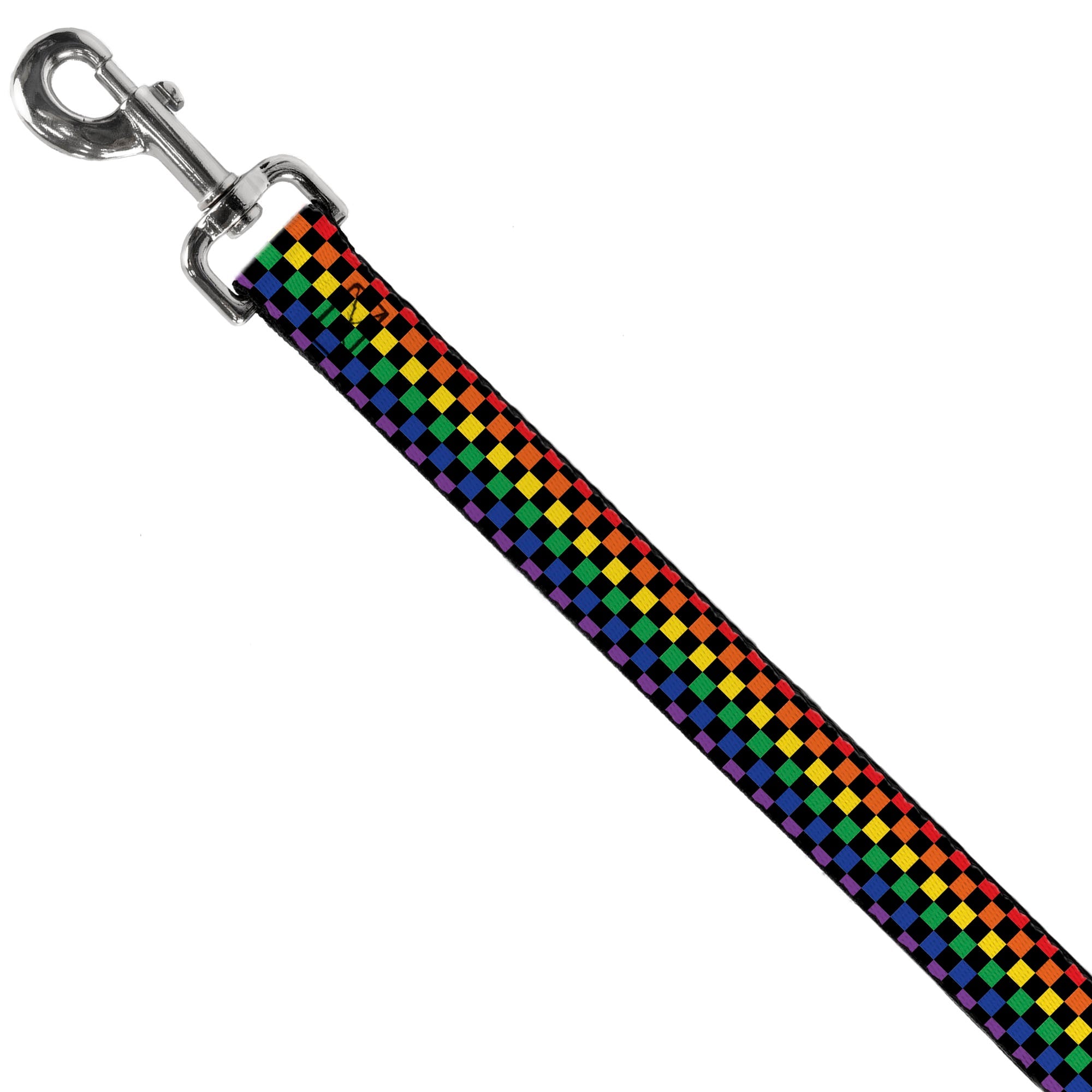 Dog Leash - Checker Black/Rainbow Multi Color