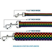 Dog Leash - Checker Black/Rainbow Multi Color