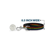 Dog Leash - Checker Black/Rainbow Multi Color